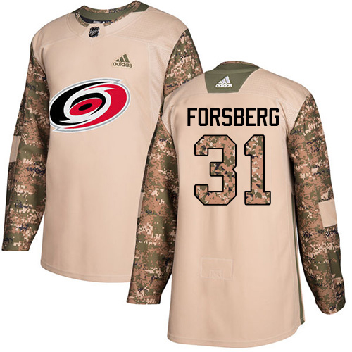 Adidas Hurricanes #31 Anton Forsberg Camo Authentic 2017 Veterans Day Stitched Youth NHL Jersey